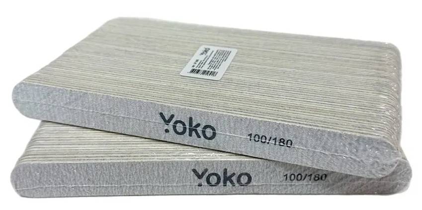 YOKO Пилка прямая на деревянной основе зебра 17,8 см 100/180, 50шт/уп.