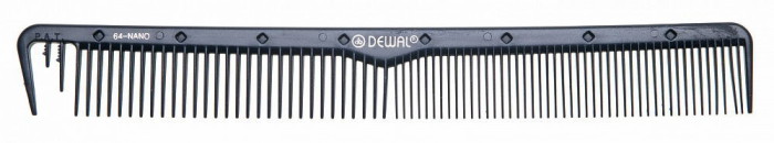Dewal Расческа NANO рабочая комбинированная с разделительным зубцом, антистатик, черная 22 см