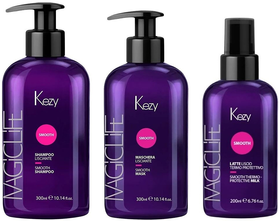 KEZY Набор Magic Life Smooth (шампунь 300 мл + маска 300 мл + молочко разглаживающее 200 мл)