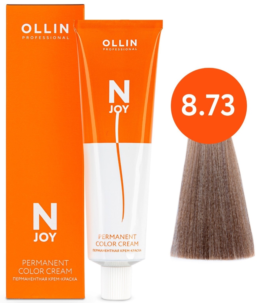 OLLIN "N-JOY"  8/73 – светло–русый коричнево–золотистый, перманентная крем-краска для волос 100мл