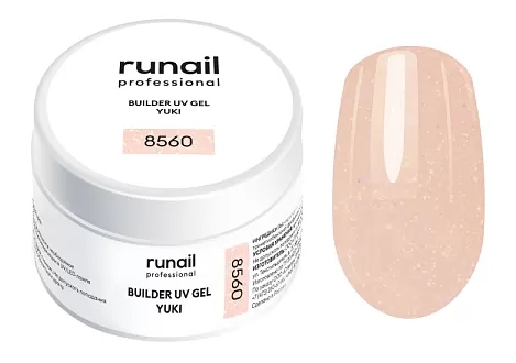 RuNail Моделирующий УФ-гель с хлопьями Юки BUILDER UV GEL YUKI, 15 г №8560