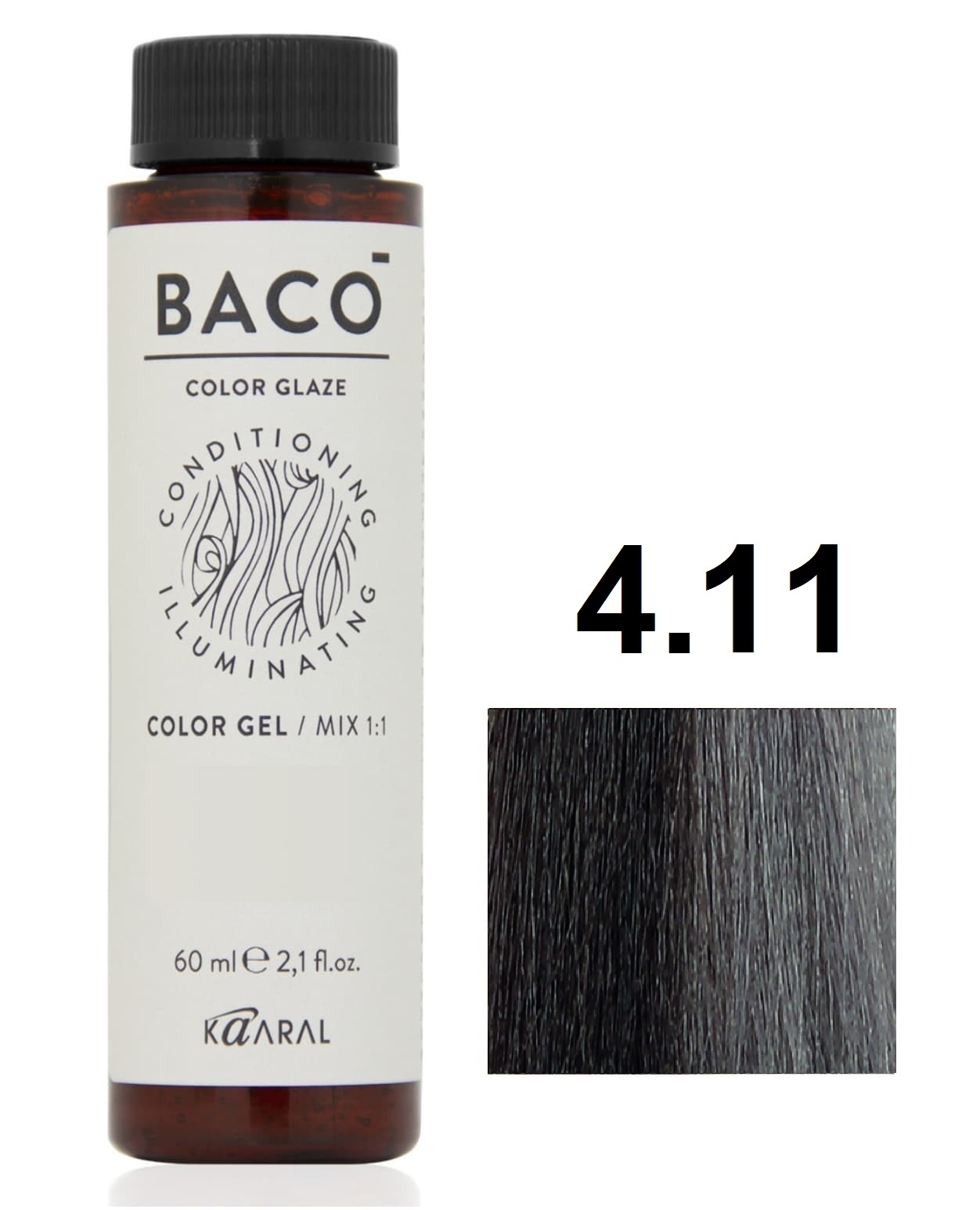 KAARAL Baco Color Glaze 4.11 средний коричневый интенсивно-пепельный 60 мл