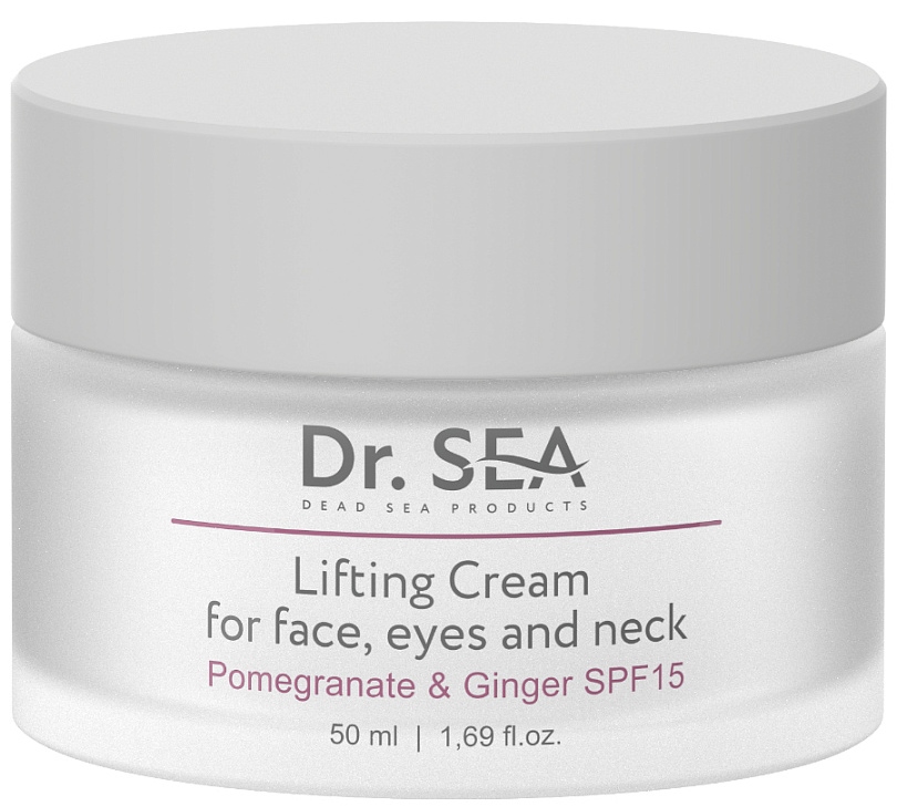 Dr. Sea Лифтинг крем для лица, глаз и шеи с экстрактами граната и имбиря SPF15 50 мл