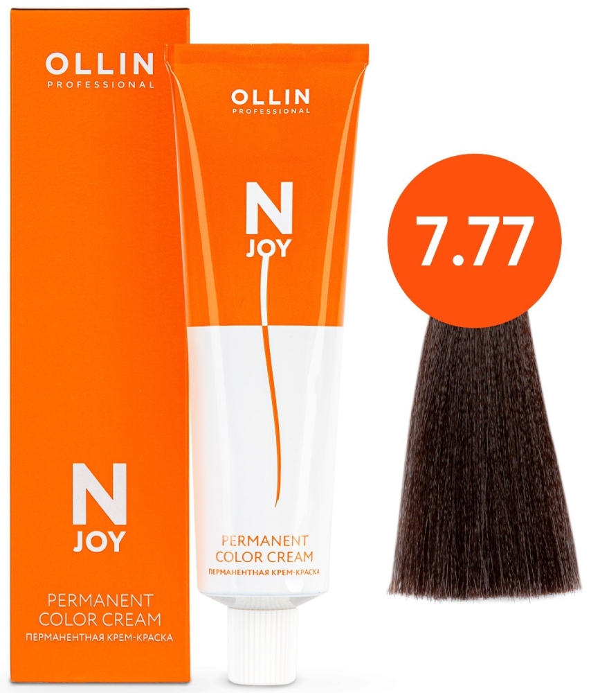 OLLIN "N-JOY" 7/77 – русый интенсивно-коричневый, перманентная крем-краска для волос 100мл