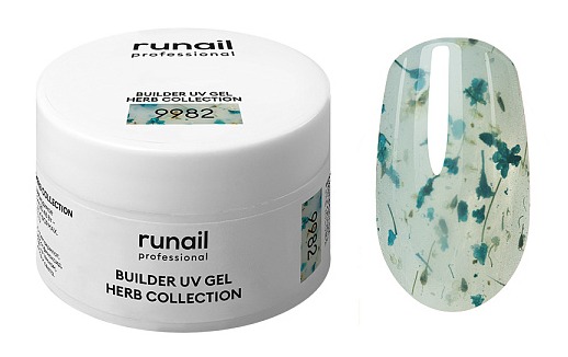 RuNail Моделирующий УФ-гель c сухоцветами BUILDER UV GEL HERB COLLECTION, 15г №9982
