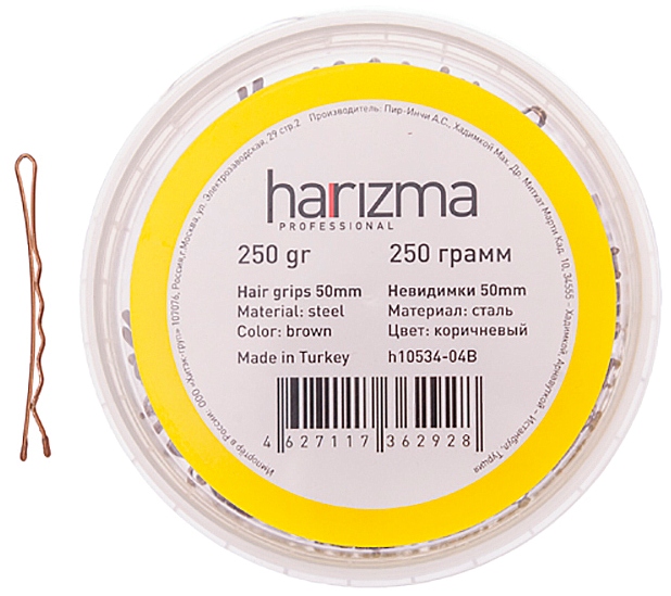 Harizma Невидимки 50мм коричневые, волнистые, 250г/уп. 