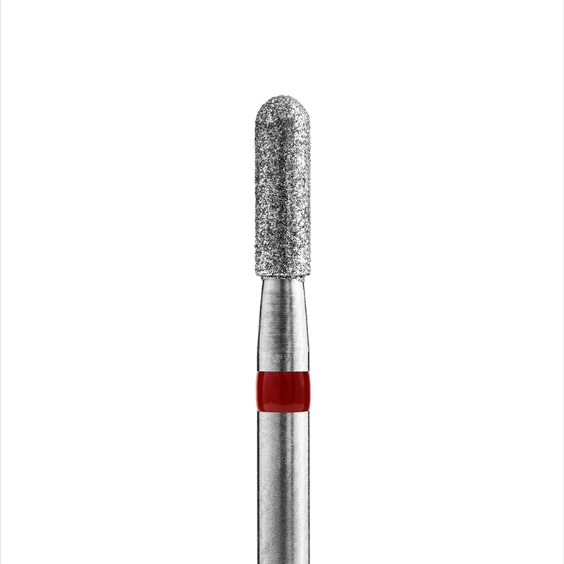 Фреза Алмазная Цилиндр закругленный Кристалл Nails d.2.5 (красная насечка)ДРЧ 8мм