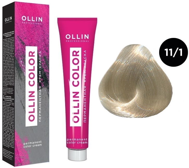 OLLIN COLOR 11/1 специальный блондин пепельный 100 мл Перманентная крем-краска для волос