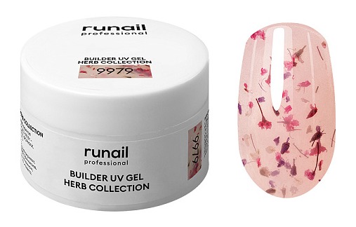 RuNail Моделирующий УФ-гель c сухоцветами BUILDER UV GEL HERB COLLECTION, 15г №9979