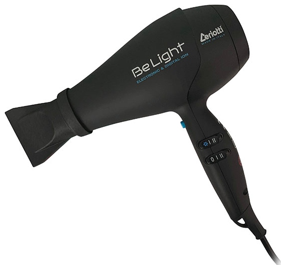 Фен CERIOTTI Be Light Digital Ionic черный с цифровым мотором, 2300Вт., 3 насадки, вес 420 гр.