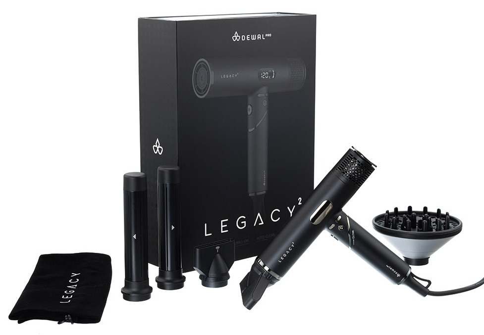 DEWAL Фен PRO LEGACY2 с ионизацией, черный складной, бесщеточный мотор 1600W, 4 насадки+диффузор