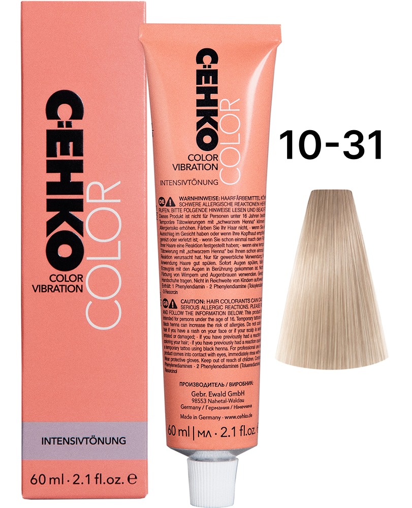 C:EHKO Color Vibration 10/31 Ультра-светлый золотистый жемчужный блондин/Ultrahel 60 мл