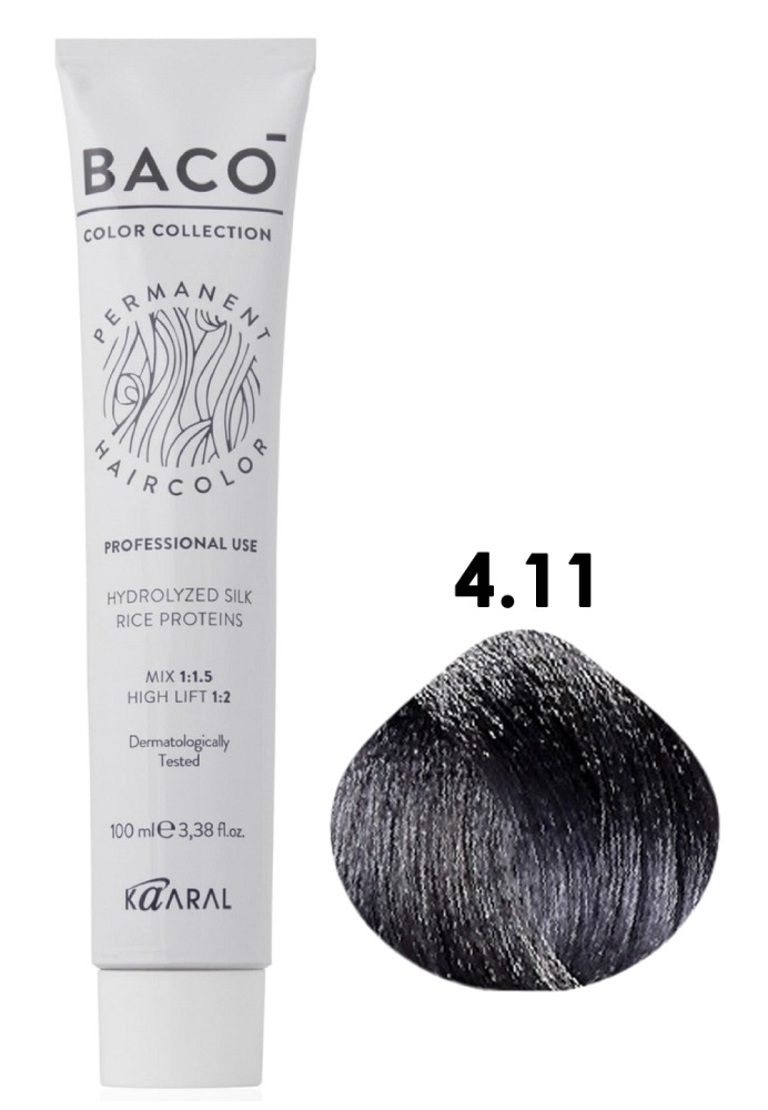 KAARAL Baco color 4.11 каштан интенсивно-пепельный 100 мл