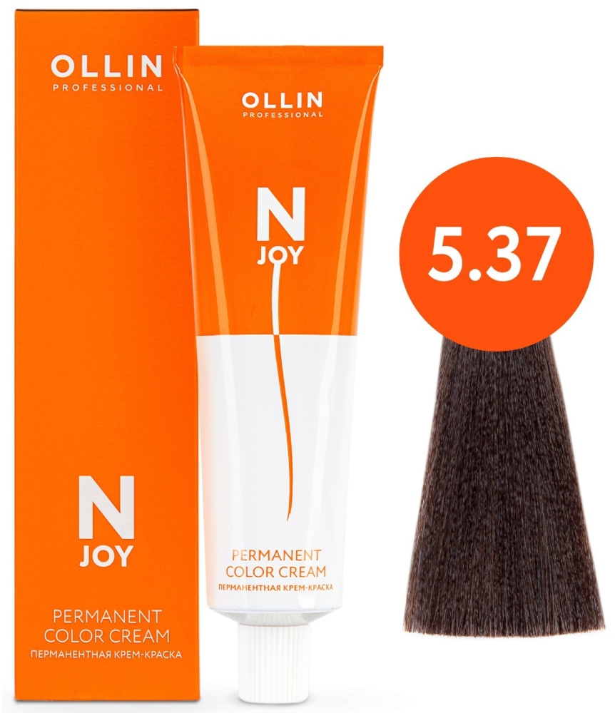 OLLIN "N-JOY" 5/37 – светлый шатен золотисто-коричневый, перманентная крем-краска для волос 100мл