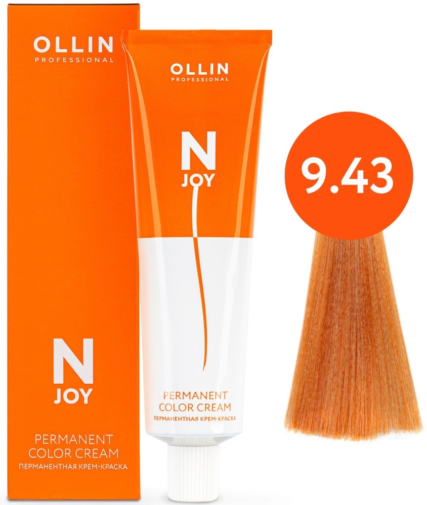 OLLIN "N-JOY" 9/43 – блондин медно-золотистый, перманентная крем-краска для волос 100мл
