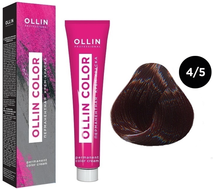 OLLIN COLOR  4/5 шатен махагоновый 60мл Перманентная крем-краска для волос