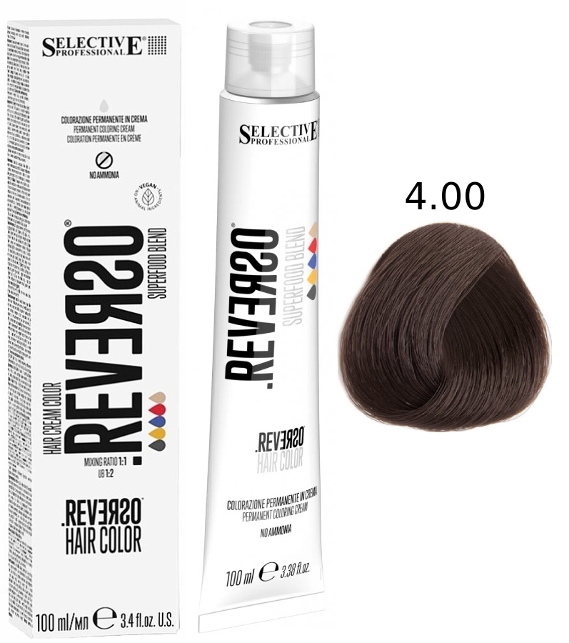 SELECTIVE Reverso Hair Color 4.00 Каштановый интенсивный