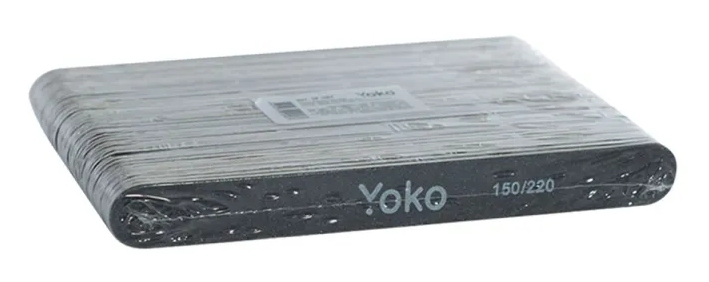 YOKO Пилка прямая на деревянной основе черная 13,2 см 150/220, 50шт/уп.