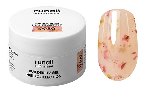 RuNail Моделирующий УФ-гель c сухоцветами BUILDER UV GEL HERB COLLECTION, 15г №9980
