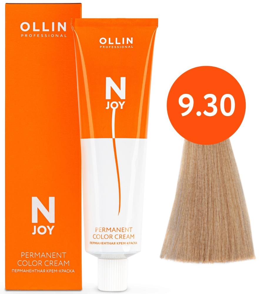 OLLIN "N-JOY" 9/30 – блондин золотистый, перманентная крем-краска для волос 100мл