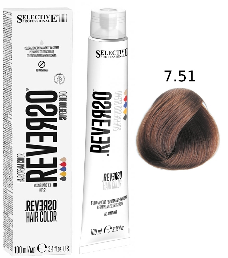 SELECTIVE Reverso Hair Color 7.51 Блондин "Салак"