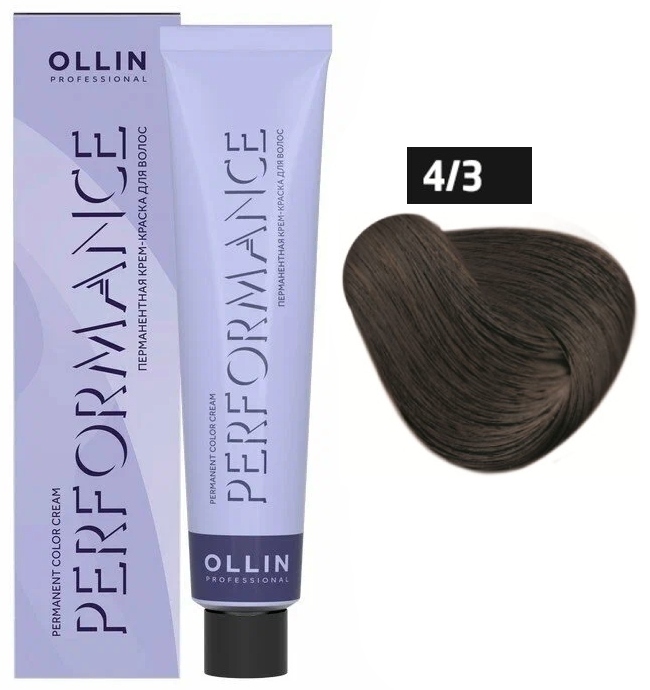 OLLIN PERFORMANCE 4/3 шатен золотистый 60мл Перманентная крем-краска для волос