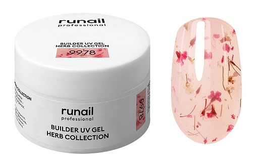 RuNail Моделирующий УФ-гель c сухоцветами BUILDER UV GEL HERB COLLECTION, 15г №9978