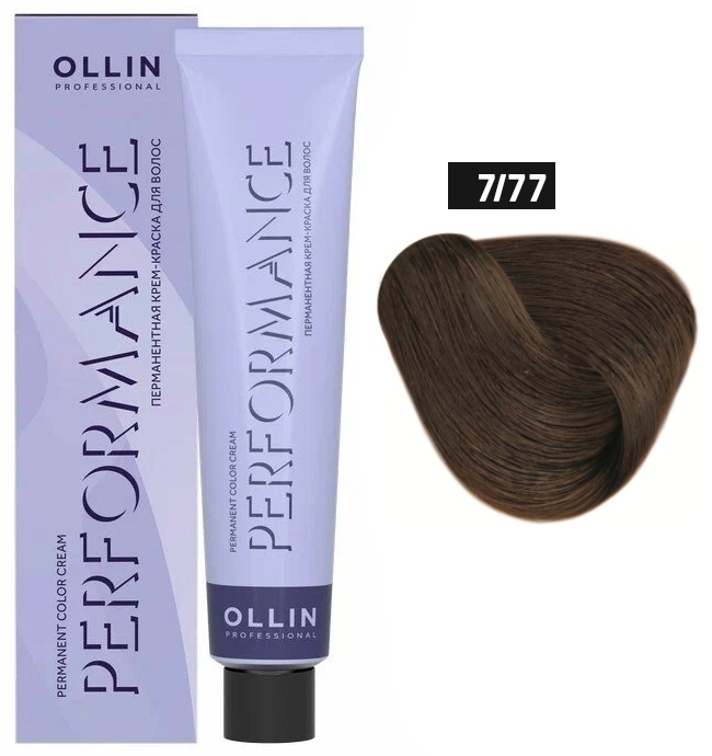 OLLIN PERFORMANCE 7/77 русый интенсивно-коричневый 60мл Перманентная крем-краска для волос