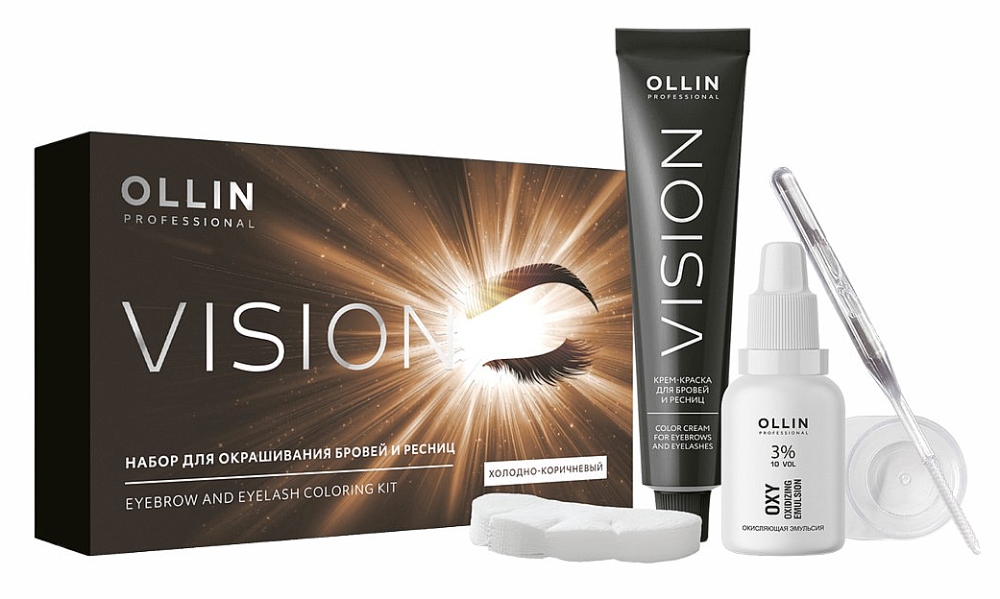 OLLIN VISION SET холодно-коричневый Крем-краска для бровей и ресниц 20мл (в наборе)