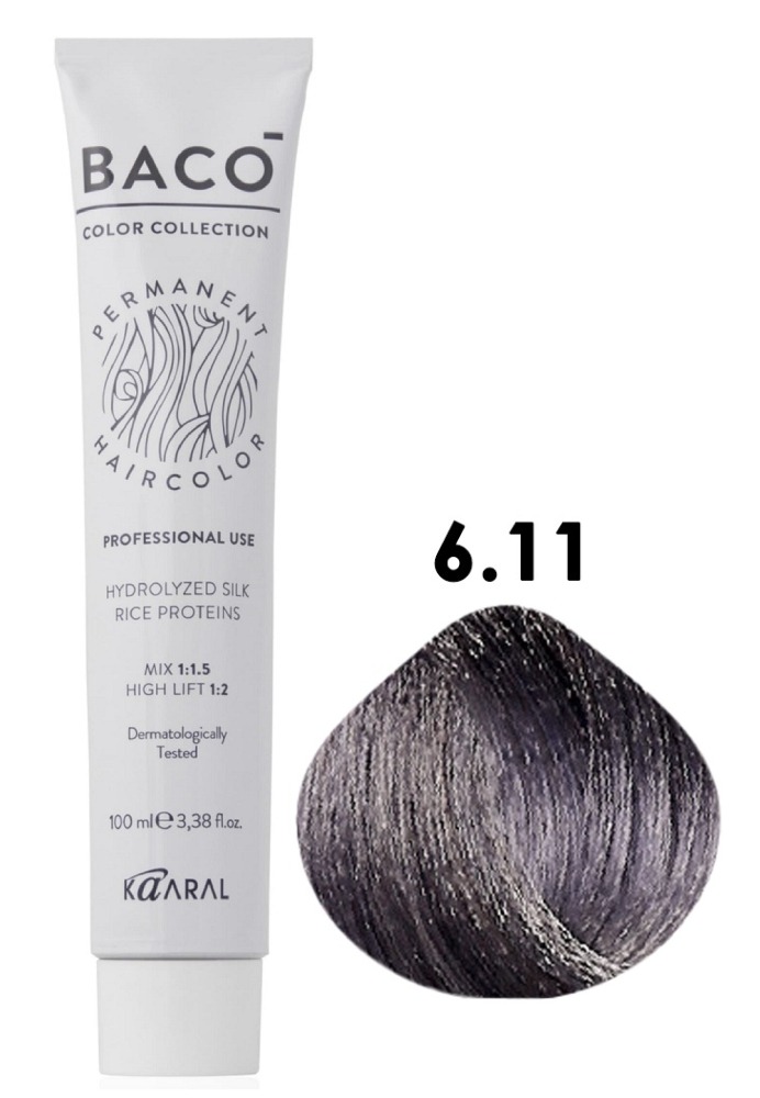 KAARAL Baco color 6.11 тёмный блондин интенсивно-пепельный 100 мл