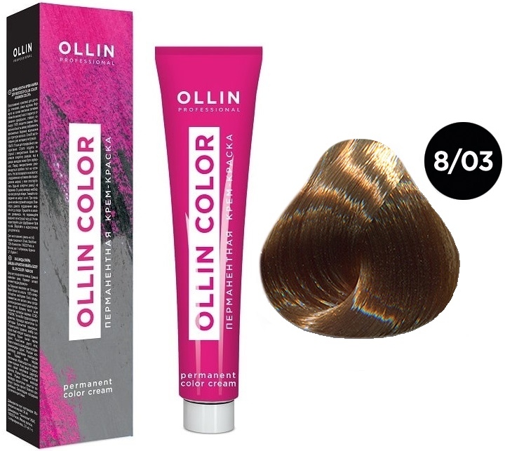 OLLIN COLOR 8/03 светло-русый прозрачно-золотистый 100 мл Перманентная крем-краска для волос
