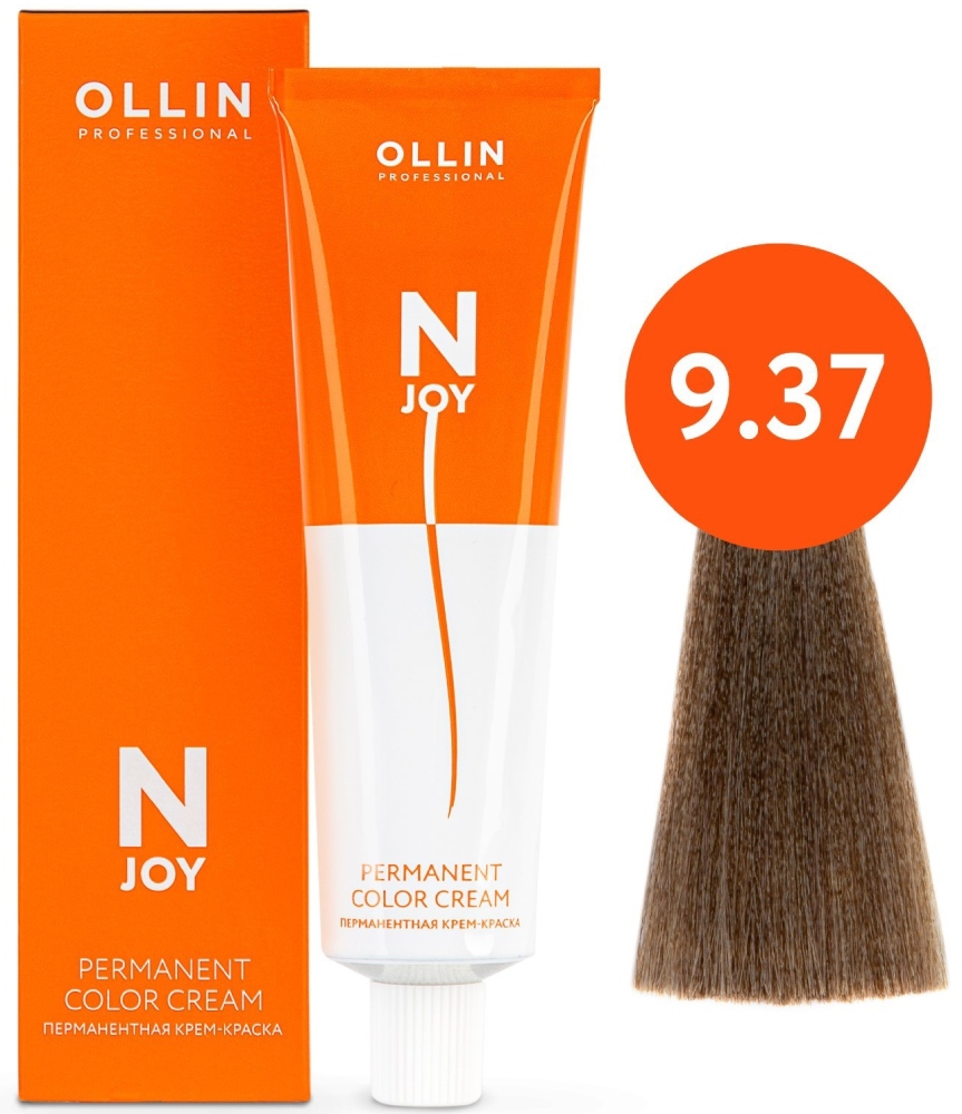 OLLIN "N-JOY" 9/37 – блондин золотисто-коричневый, перманентная крем-краска для волос 100мл