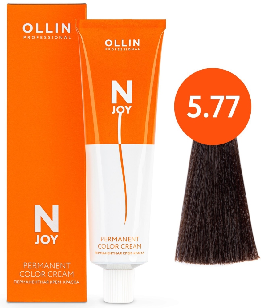 OLLIN "N-JOY"  5/77 – светлый шатен интенсивно-коричневый, перманентная крем-краска для волос 100мл