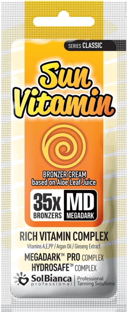SolBianca Крем "Sun Vitamin" с маслом арганы, экстрактом женьшеня, витаминным комплексом и 35-бронзаторами 15 мл