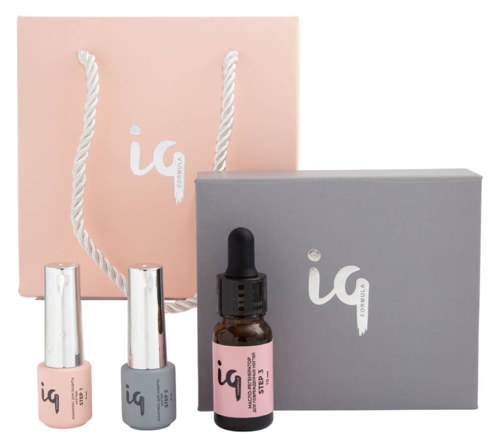 Formula Profi Комплекс для защиты ногтей "IQ FORMULA" (шаг1,  шаг2 по 4мл.+ шаг3 10 мл.) 