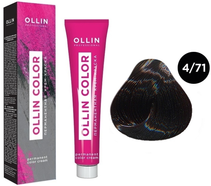 OLLIN COLOR  4/71 шатен коричнево-пепельный 60мл Перманентная крем-краска для волос