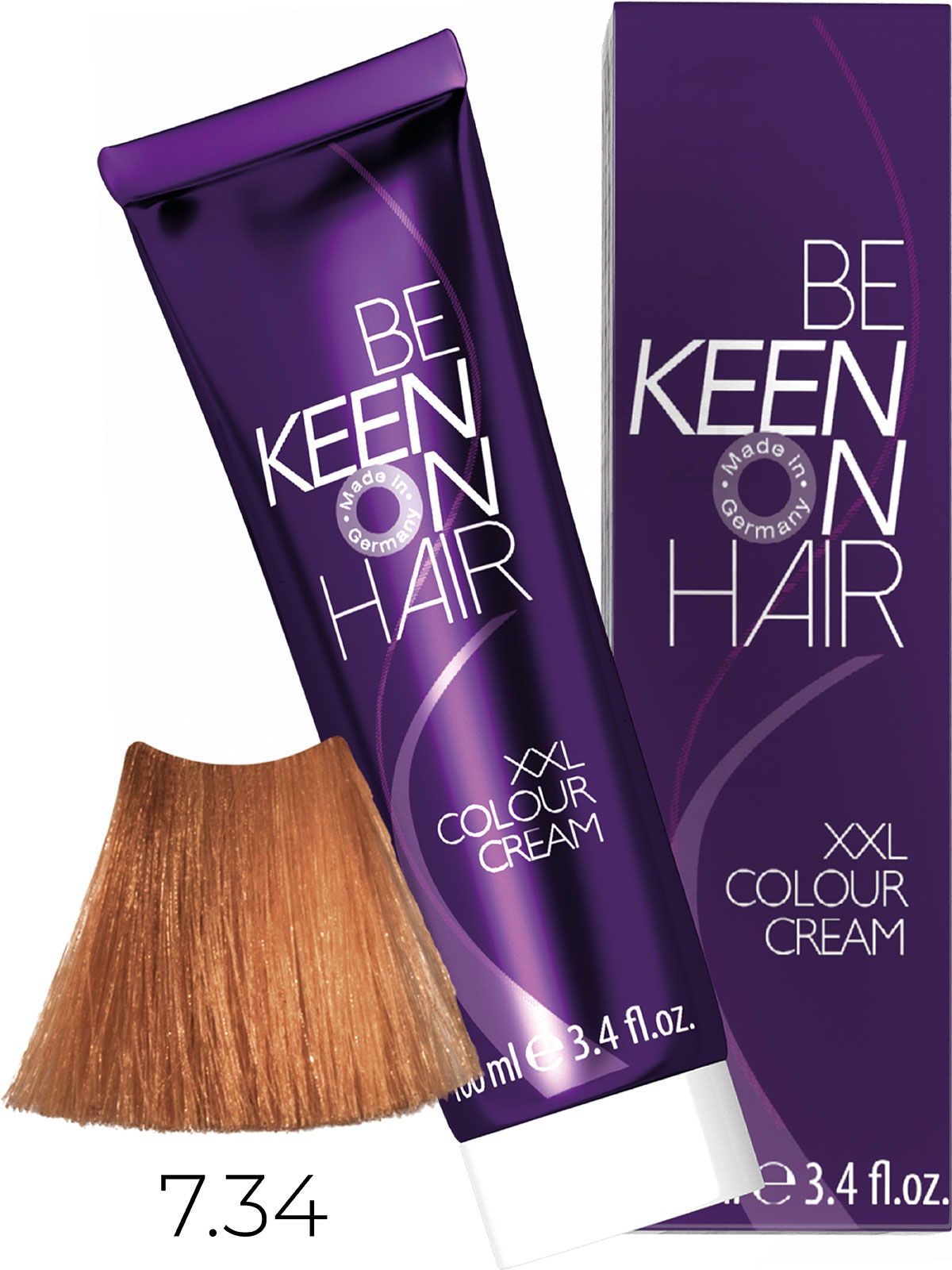 KEEN COLOUR CREAM 7.34 Натуральный золотисто-медный блондин/ Mittelblond Gold-Kupfer, 100 мл