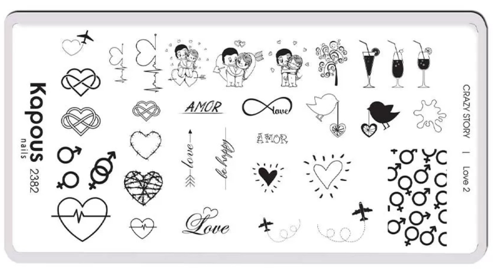 Kapous Nails Пластина для стемпинга "Crazy story" Love 2