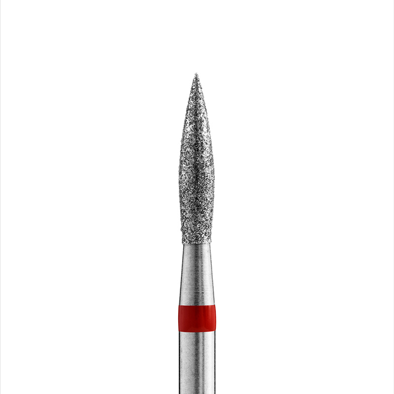 Фреза Алмазная Пламя острое Кристалл Nails d.2.3 L100 (красная насечка) средняя 