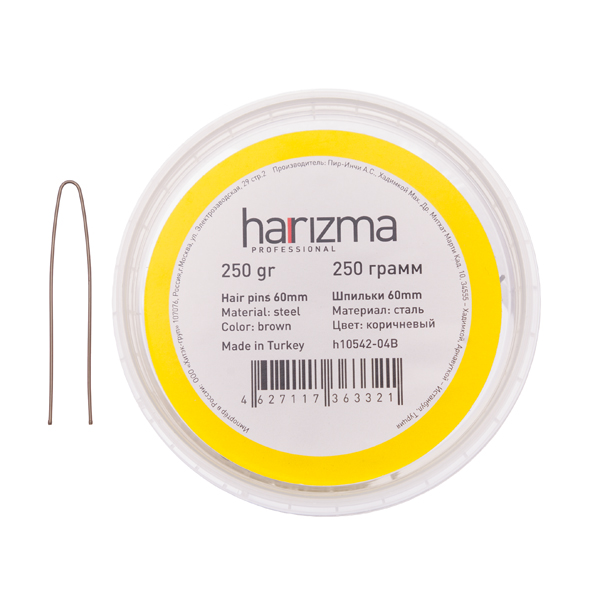 Harizma Шпильки 60мм коричневые, прямые, 250 гр./уп. 