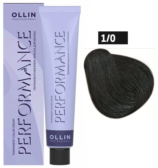 OLLIN PERFORMANCE  1/0 иссиня-черный 60мл Перманентная крем-краска для волос