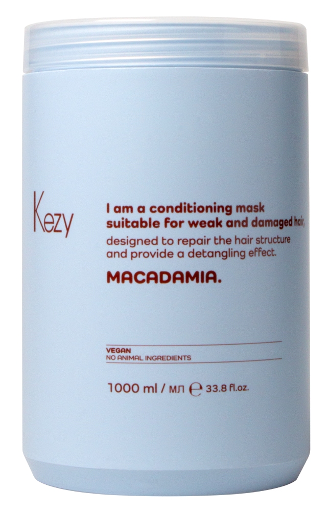 Kezy I am MACADAMIA Кондиционирующая маска с маслом макадамии для слабых и поврежденных волос 1000 мл.