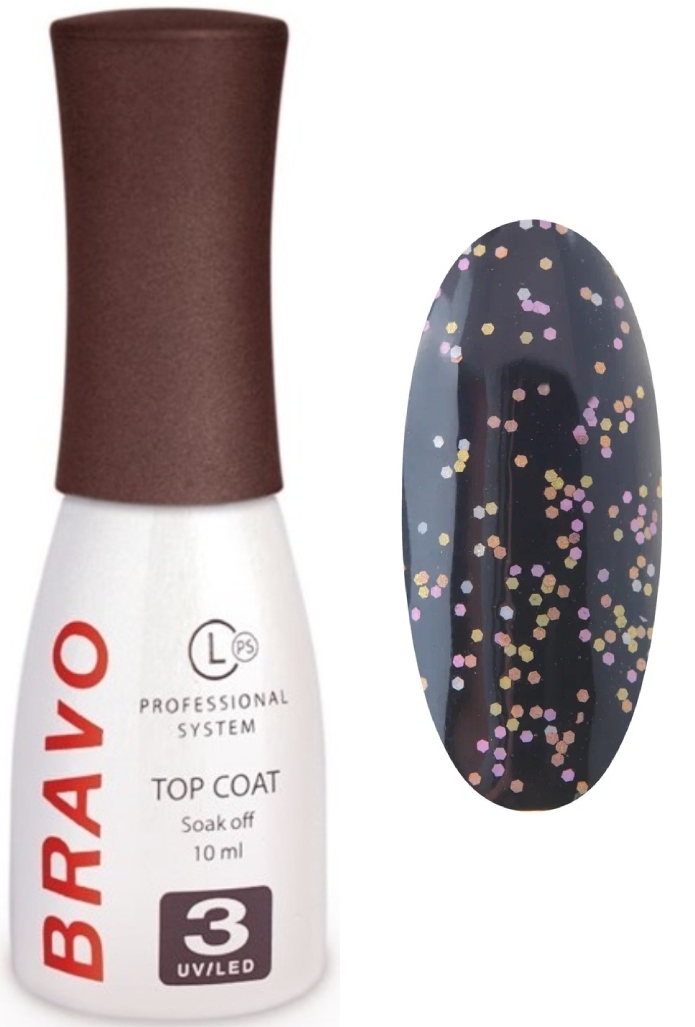 Bravo Верхнее покрытие без липкого слоя TOP CONFETTI №4 10 мл. 