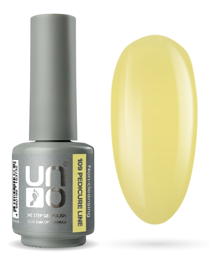 Гель-лак "UNO" Pedicure Line Однофазный № 109, цвет светло-желтый 8 г. 
