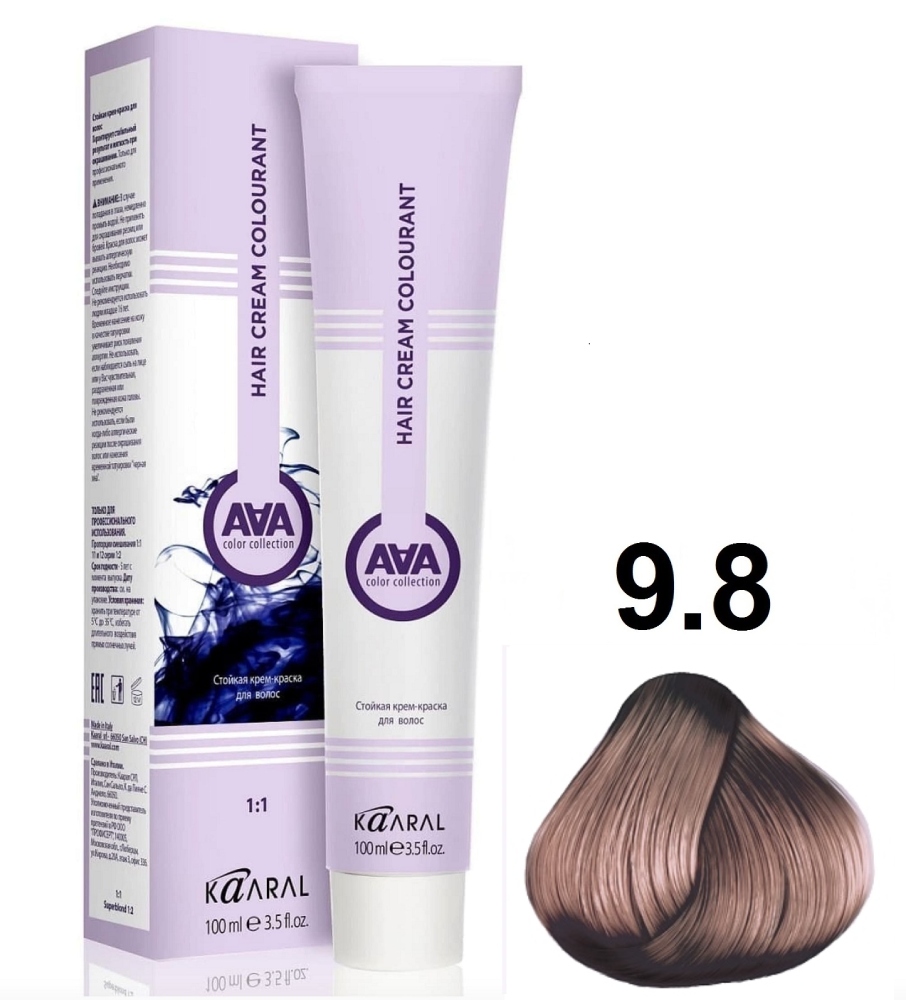 KAARAL AAA Hair crem colorant 9.8 очень светлый блондин бежевый 100мл 