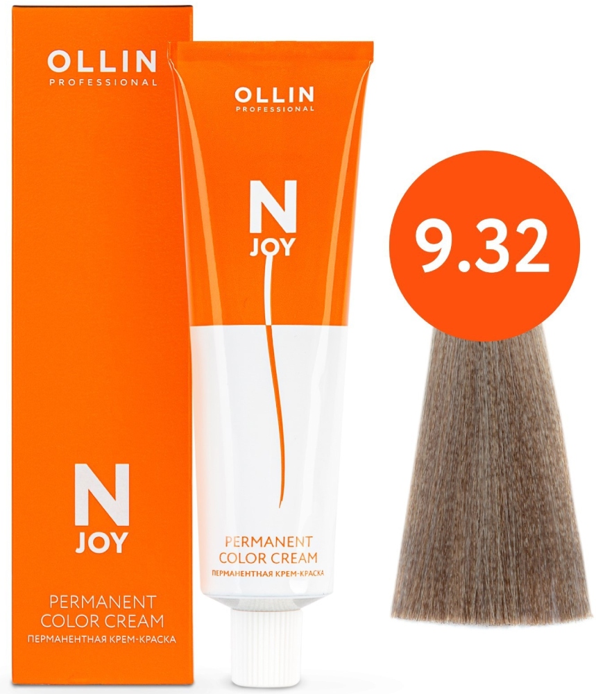 OLLIN "N-JOY" 9/32 – блондин золотисто-фиолетовый, перманентная крем-краска для волос 100мл