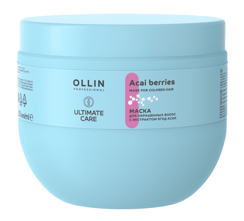 OLLIN ULTIMATE CARE Маска для окрашенных волос с экстрактом ягод асаи 500мл