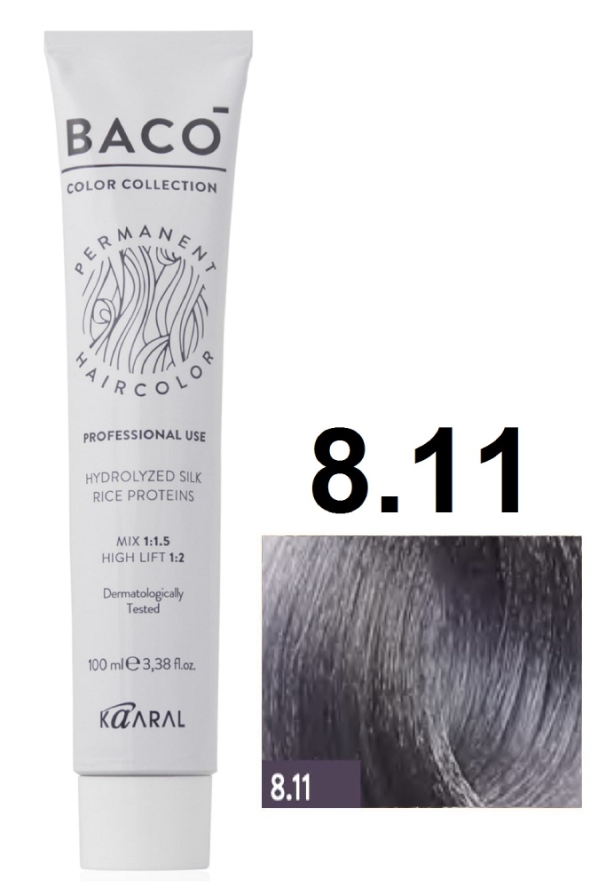 KAARAL Baco color 8.11 светлый блондин интенсивно-пепельный 100 мл