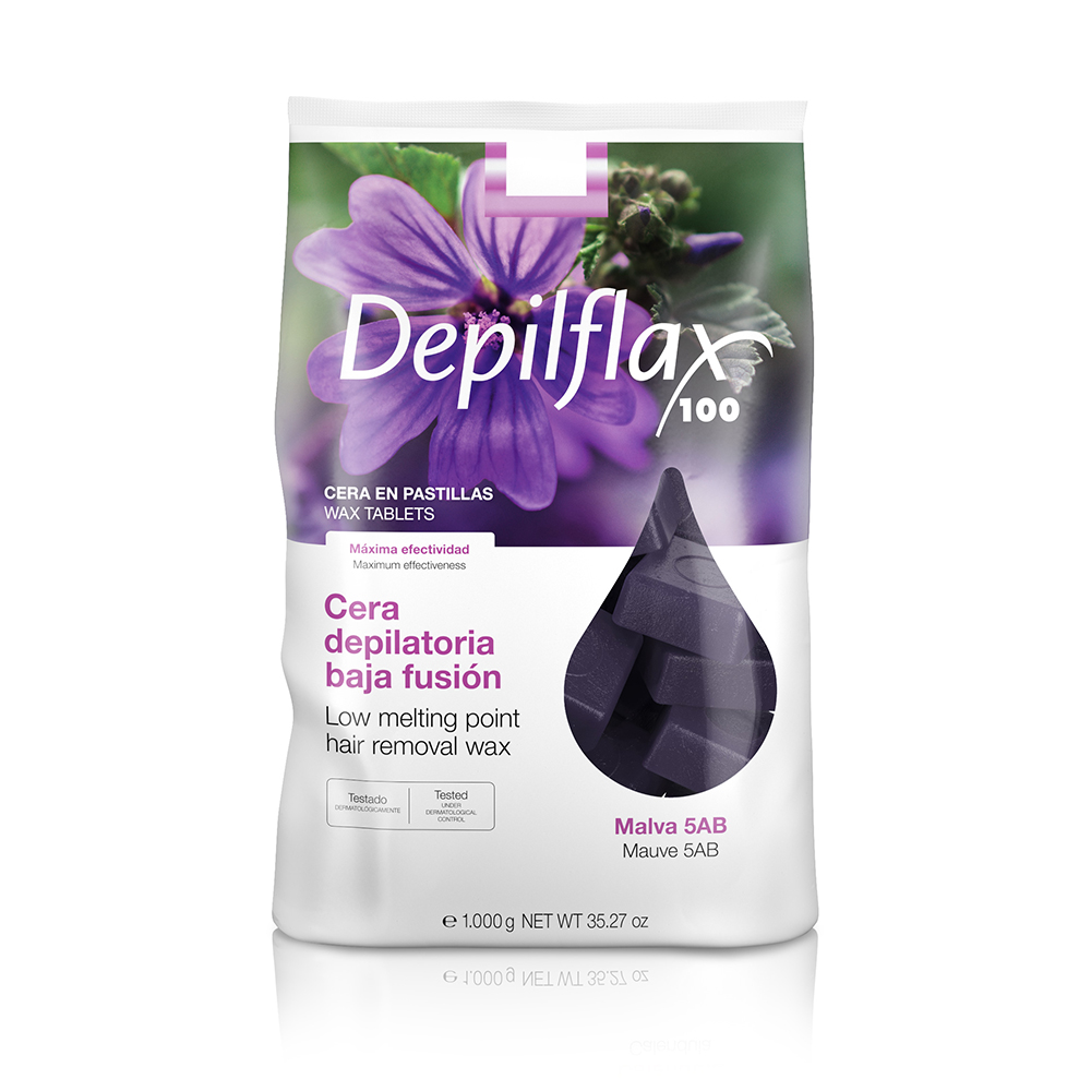 Depilflax Горячий воск в брикетах Розово-лиловый (мальва), 1000 г.